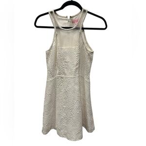 Lilly Pulitzer Elegant White Floral Textured Mini Dress size 4